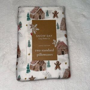 2024 Christmas Holiday gingerbread house and man standard 2  pillowcases ￼